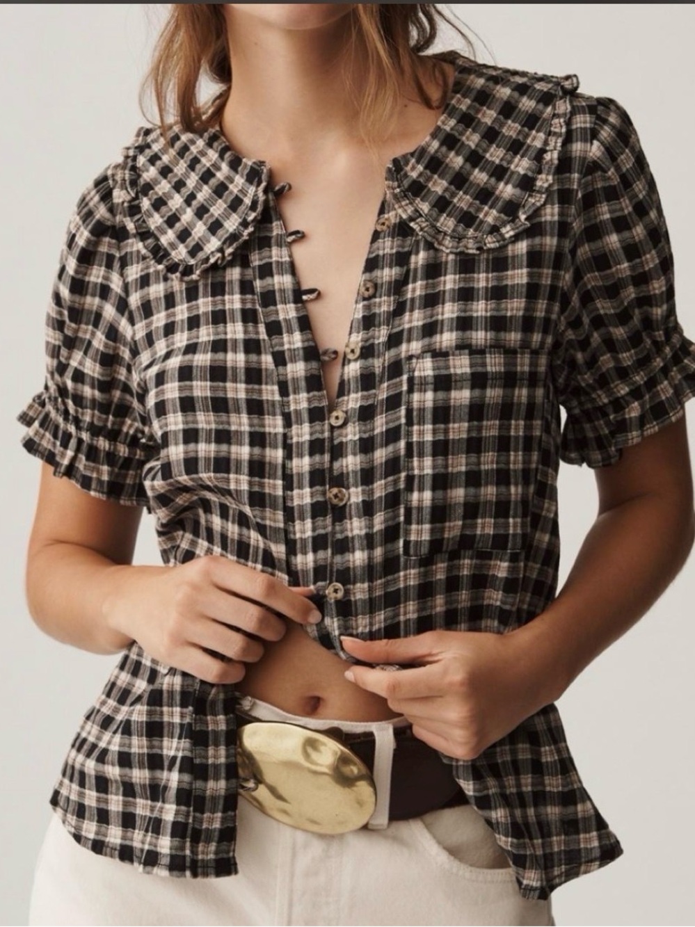 NWT Only at Anthropologie Pilcro Keira Plaid Blouse